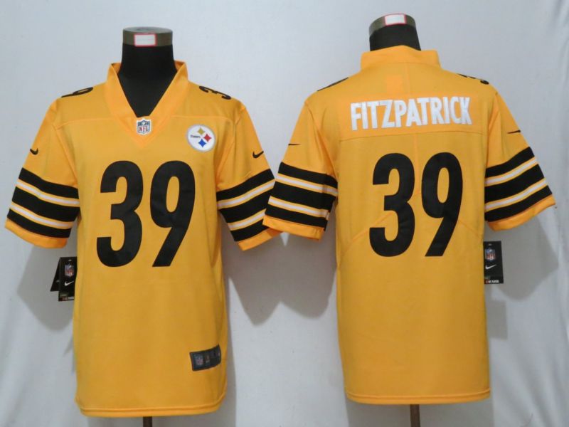 Men Pittsburgh Steelers 39 Fitzpatrick 2019 Vapor Untouchable Nike Gold Inverted Legend Jersey